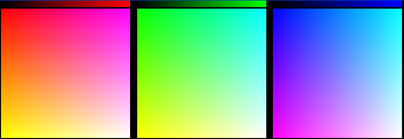 The three big gradients from which to choose your colours.